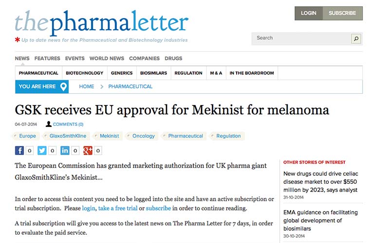 GSK Receives EU Approval For Mekinist For Melanoma