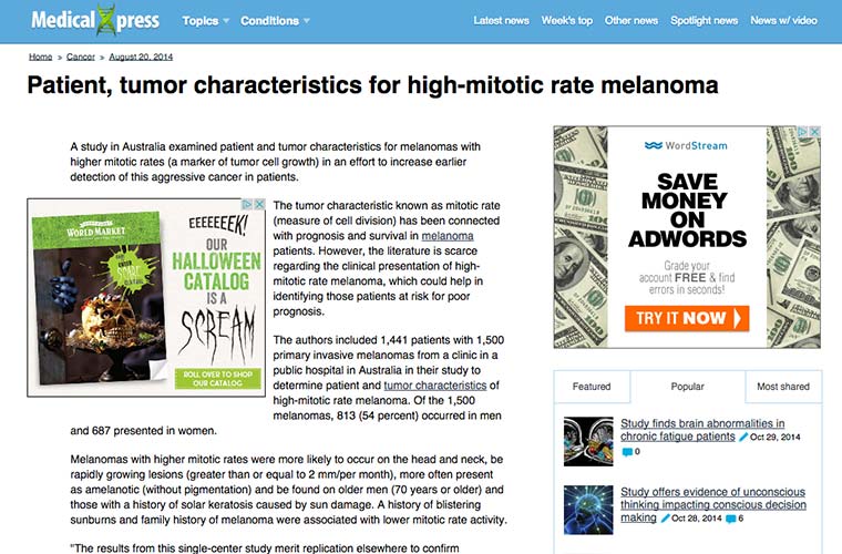 Patient, Tumor Characteristics for High-Mitotic Rate Melanoma